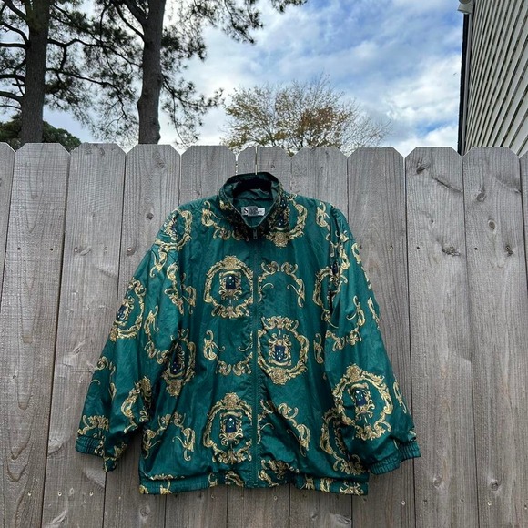 Green vintage Versace inspired windbreaker by "slade" size medium - Picture 2 of 8